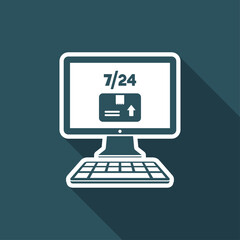 Delivery service 7/24 - E-commerce button - Vector flat icon