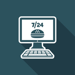 Fast food 7/24 delivery services - Vector flat icon