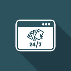 Online poker 24/7 - Vector flat icon