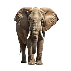 African elephant with tusks isolated on white background