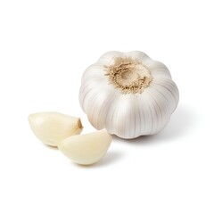 Garlic bulb and cloves isolated on white background