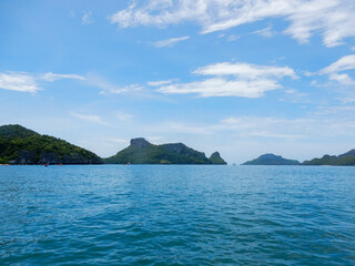 Blue waters and islands around Angthong Marine Park in Thailand
