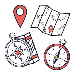 Illustration of compass and map, perfect for travel, adventure, or exploration themed projects use for cards or decoration
