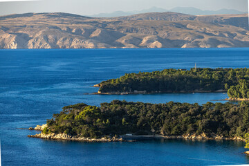 Panorama of the town of Lopar, view of the port of Lopar from a nearby peak, Rab