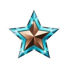 Obraz premium Stunning turquoise-trimmed star with golden center, perfect for adding sparkle to your designs and celebrating success with a touch of elegance