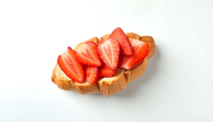 Croissant topped with sliced strawberries