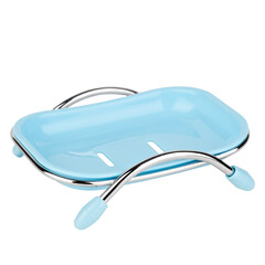 blue soap dish on an isolated white background