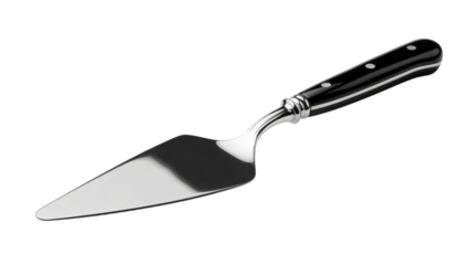 Sleek Stainless Steel Offset Spatula and Cake Server, Isolated on Black