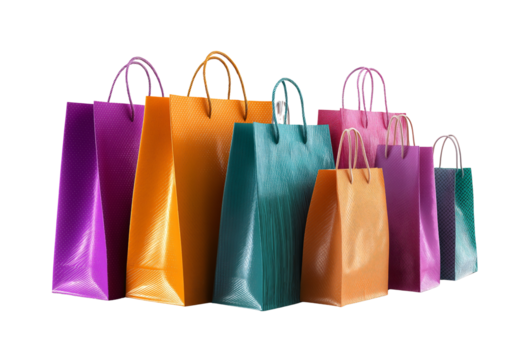 Vibrant Luxury Boutique Shopping Bags Isolated on Black