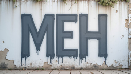 Graffiti style word painted in gray tones expressing indifferent internet slang