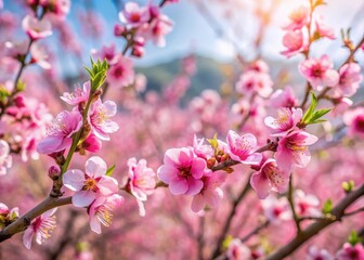 Obraz premium Peach Blossom Tree in Full Bloom