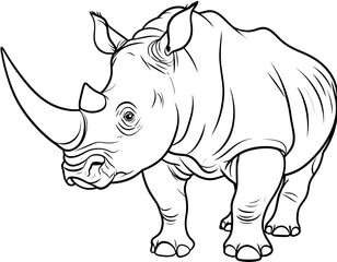 Fototapeta premium Black and white rhino illustration
