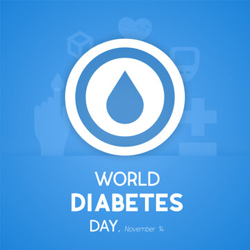 November 14 World Diabetes Day Vector | Healthcare Awareness Design | Blue Circle Symbol Illustration