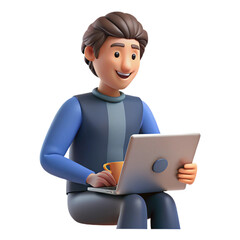 A smiling boy uses a laptop to learn about technology