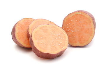 Sweet potatoes isolated on white.
