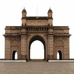 Front view of Gateway of India isolated on white background