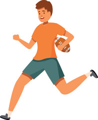 Young man running with a football, embodying athleticism and the thrill of the sport