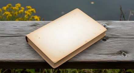 A book by the lake in the fall season