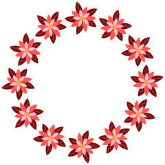 Poinsettia Flower Wreath. Christmas Floral Frame. Vector Illustration

