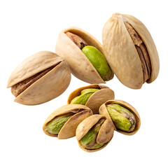 Heap of unshelled pistachios isolated on transparent background