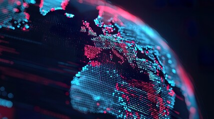 A digital globe overlaid with financial data streams, global economic connectivity, 