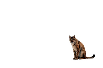 Young Lynx Perched On Low Edge Facing Right With Spotted Fur Tufted Ears And Watchful Eyes In Open Space
