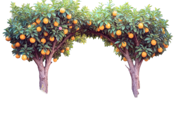 Orange Trees Forming Garden Arch Loaded With Fruit