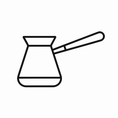 Turkish coffee pot in minimalistic black-and-white line art style on a white background