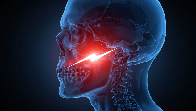 A close up of a mouth with a tooth missing and a red spot on the gums