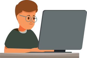 Young programmer developing new software application, working on desktop computer