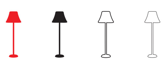floor lamp vector icon, floor lamp vector, silhouette and line art