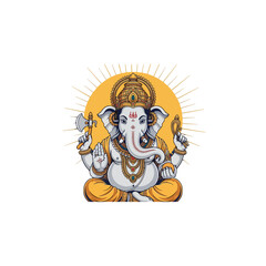 Ganesha Illustration - Divine Deity of Wisdom and Prosperity.