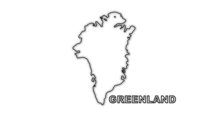 Black and White Greenland Map Outline Minimalist Monochrome Illustration