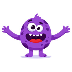 Purple monster with open arms and big smile.