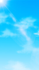 Bright Sun in a clear blue sky with white clouds