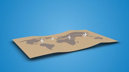 Global Air Travel Routes on World Map