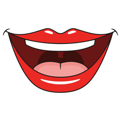 Cartoon Mouth Smiling Wide Open Showing Teeth and Gums.