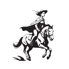 Black and white line art of a beautiful woman with perfect body riding horse elegant minimalist illustration