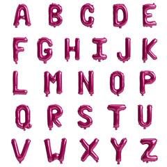 Colorful rainbow balloon alphabet letters set isolated on white background, 3d illustration