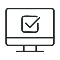 Computer screen displaying checkmark symbol for task completion