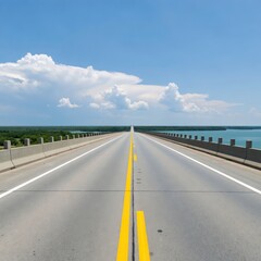 Fototapeta premium Driving on a scenic highway coastal landscape photography clear sky wide angle journey and adventure