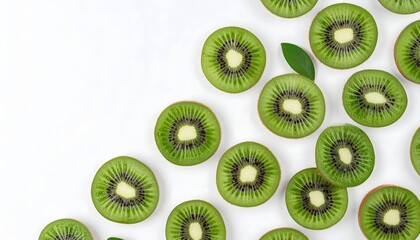 Fototapeta premium Juicy green kiwi fruit halves closeup shot high resolution photo