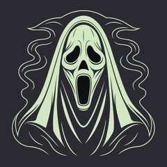 A chilling scream ghost with a haunting visage, perfect for halloween frights and spooky designs, evoking fear and suspense in every detail