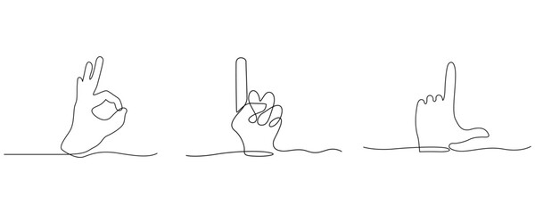 Three continuous abstract fingers in a line with flowing lines