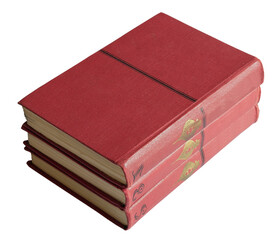 Stacked Vintage Red Books with Gold Accents