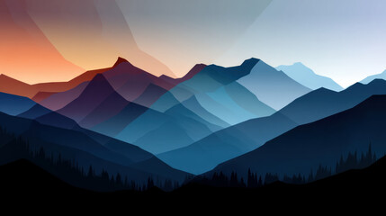 Fototapeta premium Summer landscape. Beautiful summer mountain panorama. Natural background USA. Green mountains and layers of hills. Election day in USA. America day. Festive mood on President's day