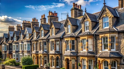 Fototapeta premium old Victorian terraced houses in a row with different architectural styles and ornate details on each house