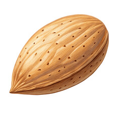 Single almond nut in shell isolated on transparent background