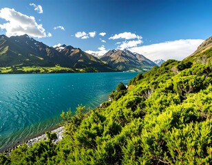Fototapeta premium Scenic lake nestled between mountains