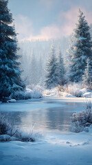 Discover the Tranquil Beauy of a Frozen Winter Lake:An Enchanting Winter Wondeland Amidst Snow-Covered Tees and Stunning Natural Tanquility